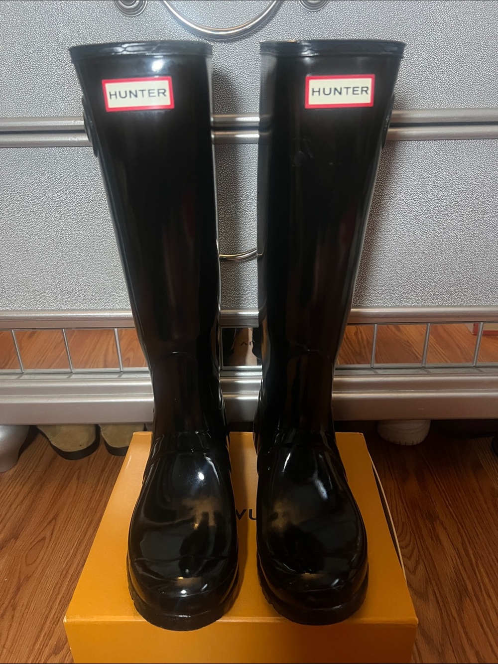 Hunter Original Tall Black Gloss  Rain Boots, sz 7